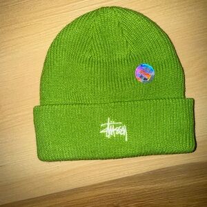 Stussy Lime Green Beanie with Logo